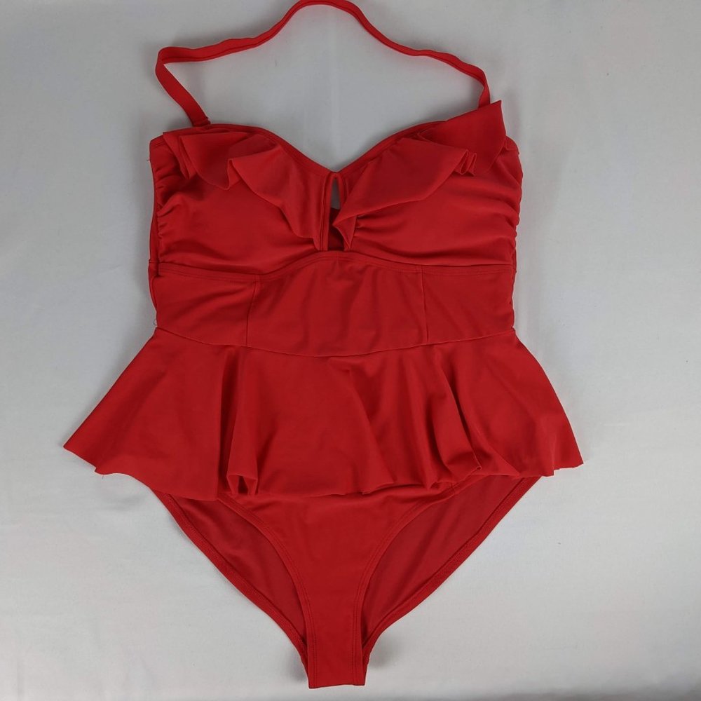 Forever 21 Ruffle Accents Key Hole Bathing Suit